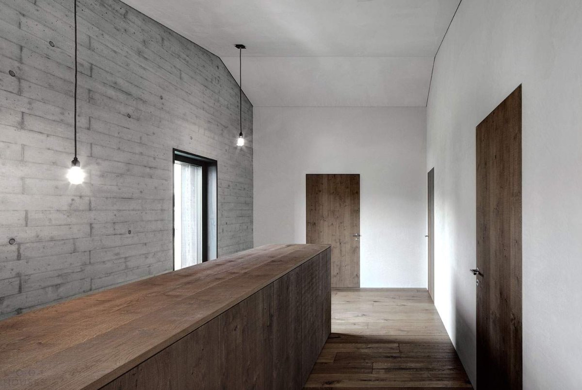 Бетон и дерево в интерьере
