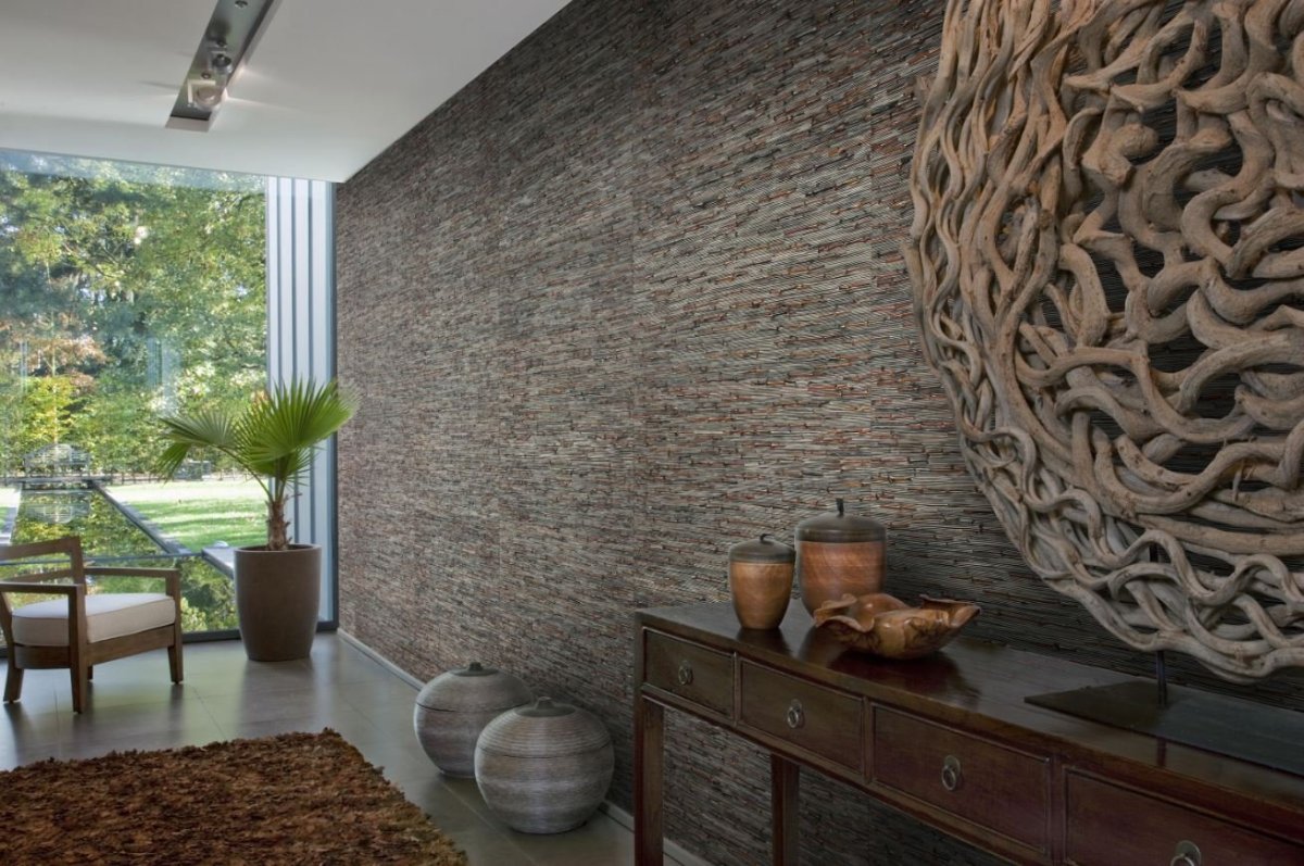 Декоративная штукатурка экостиль папоротник в Камне