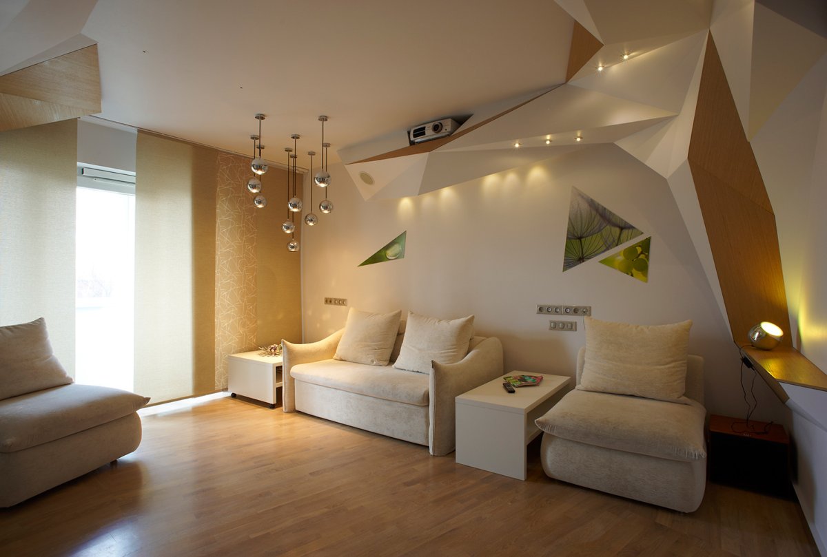 Гостиная с плавными линиями