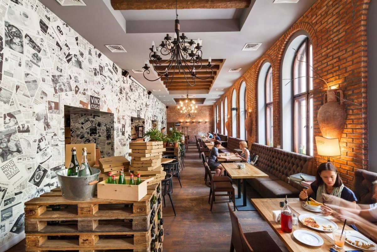 Пиццерия в Италии интерьер