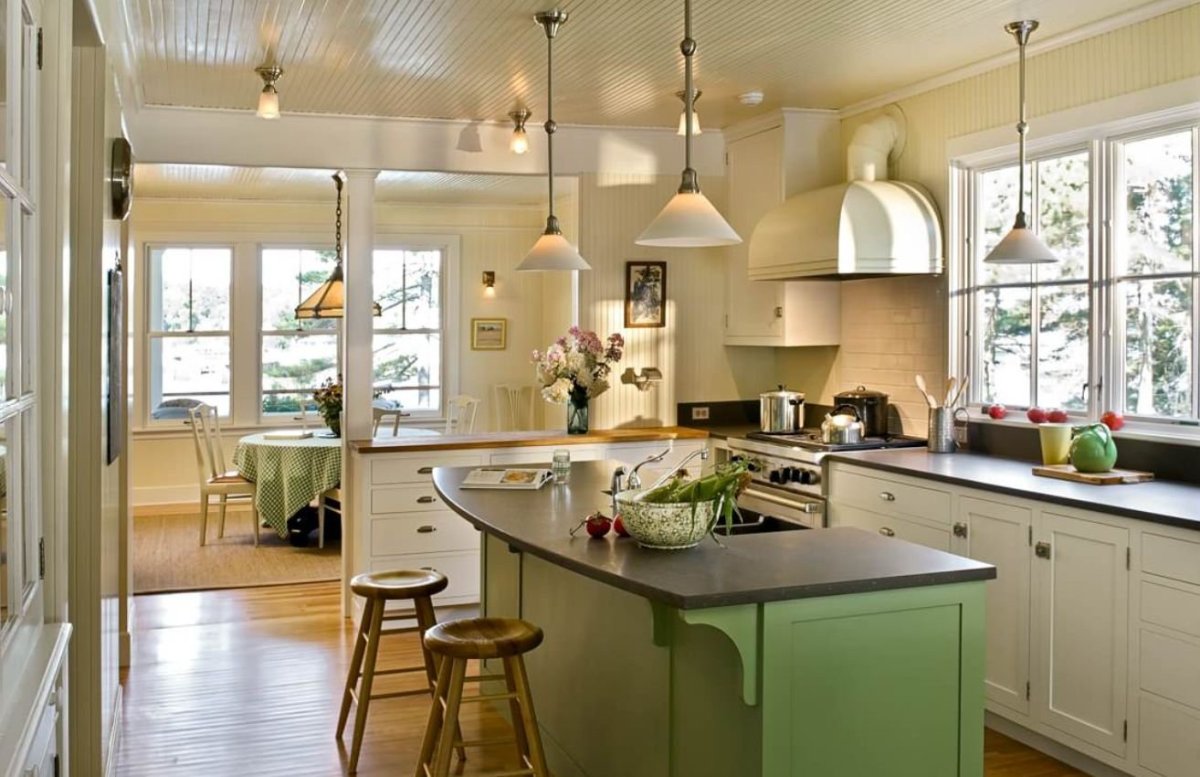 Светильники на кухне в интерьере