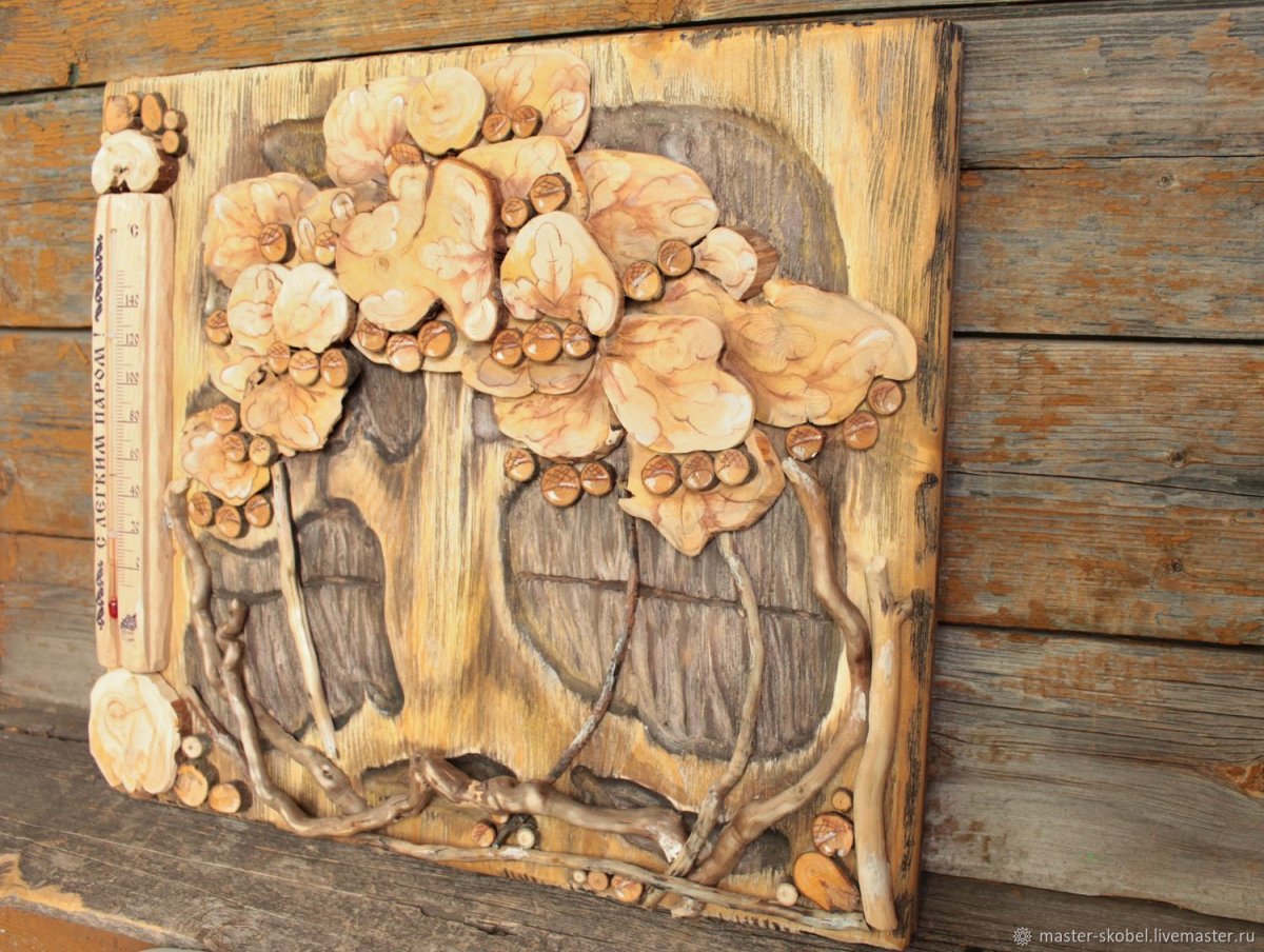 Деревянное панно для бани