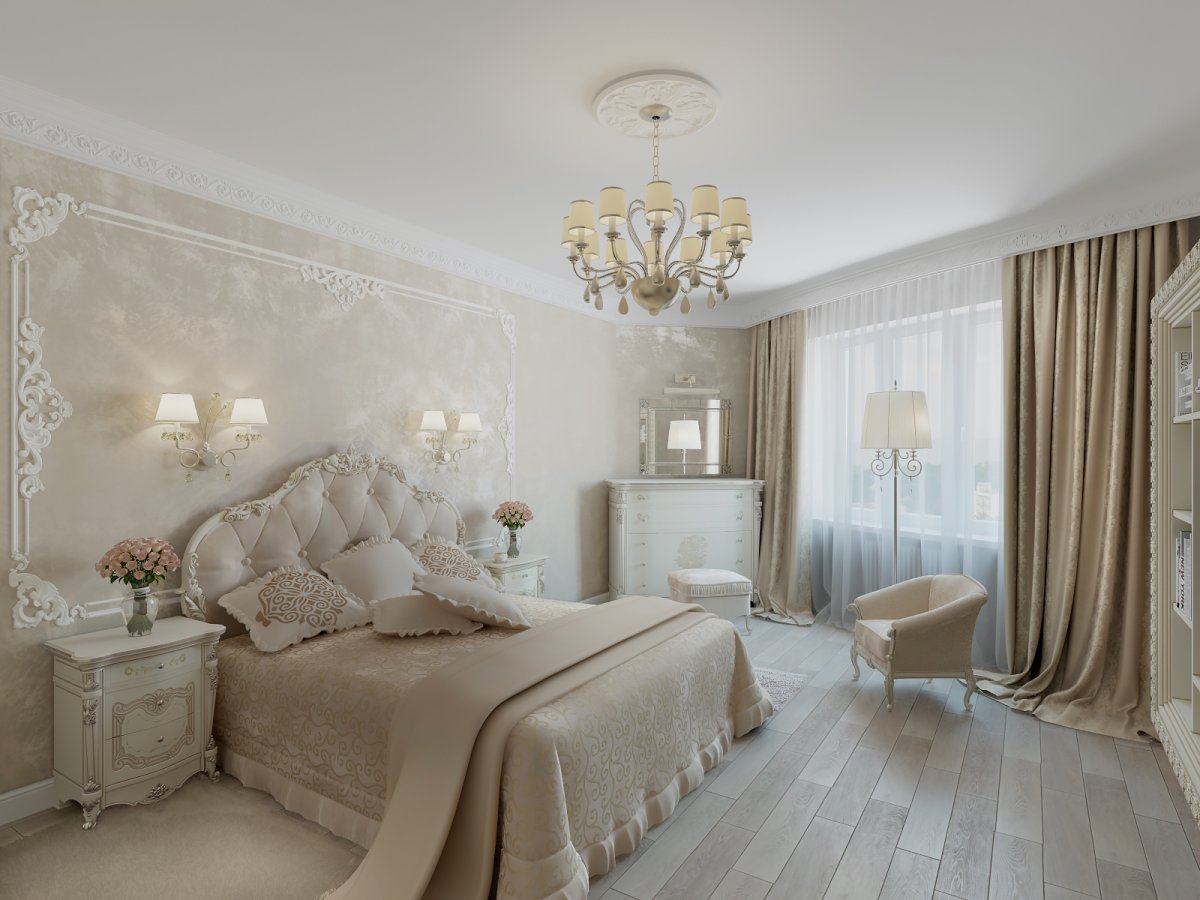 Спальня в серебристых тонах