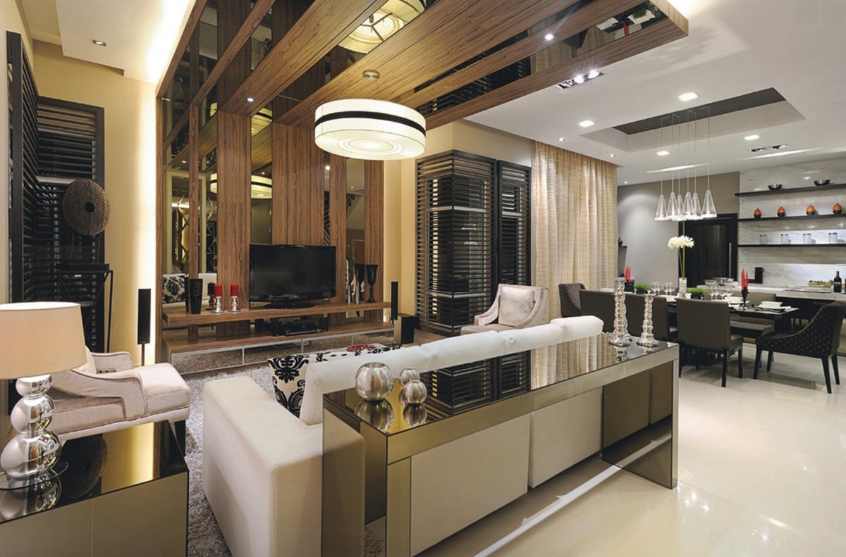 Стеллаж за спинкой дивана