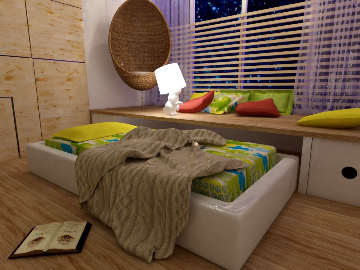 Кровать на подиуме с местом для хранения