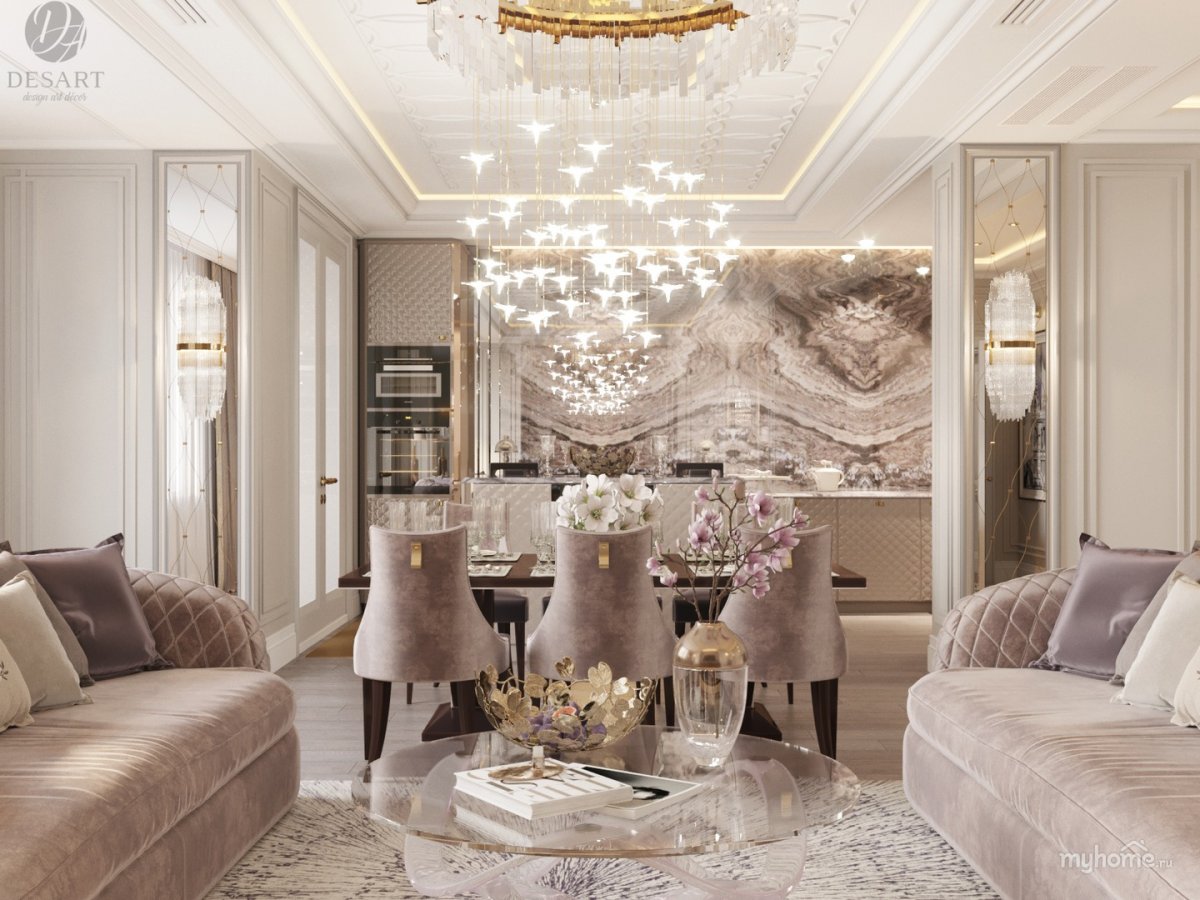 Хрустальная люстра в интерьере