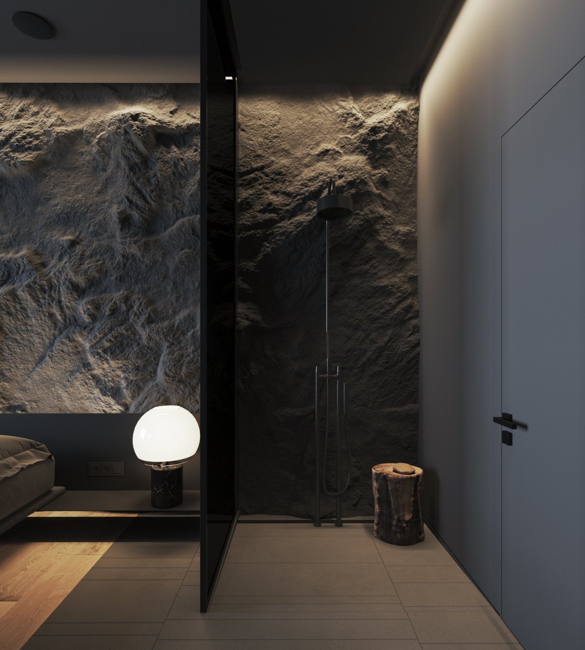 Отделка стены под скалу