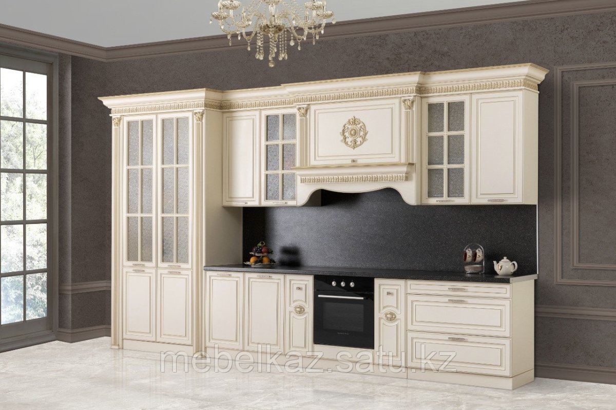 Кухня Валенсия к 3,6 м (с пеналом) орех/заман Ставропольская