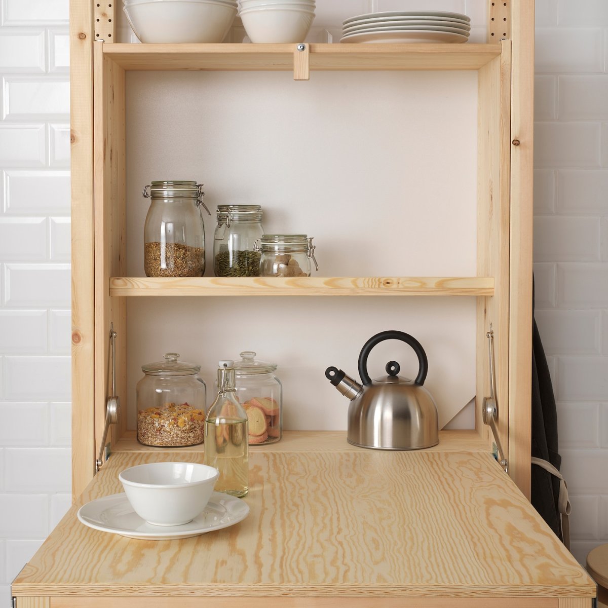 Ivar Ивар модуль д/хранения/складной стол сосна 80x30-104x155 см