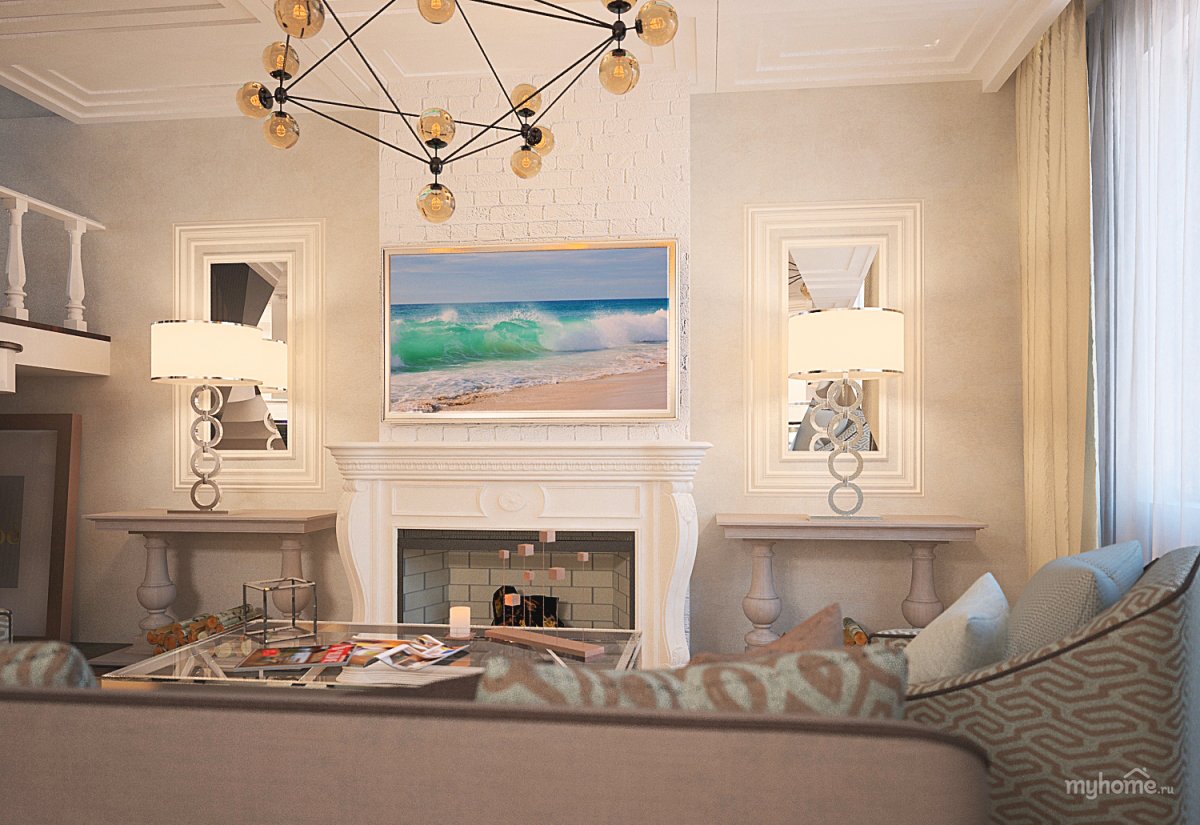 Бежевые обои в интерьере кухни