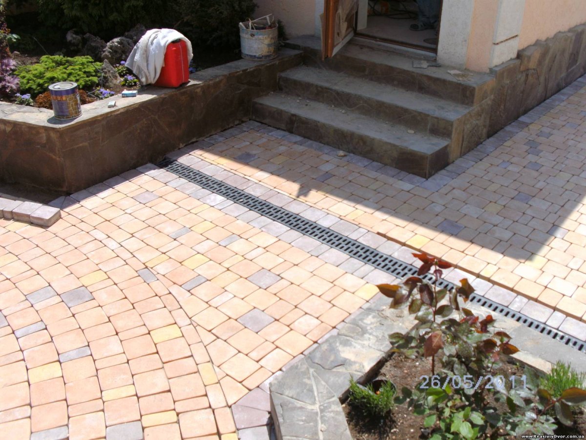 Благоустройства двора в частном доме камнем