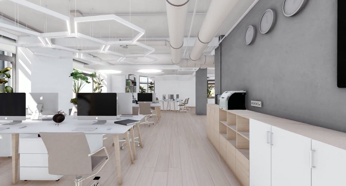 Черный потолок в офисе