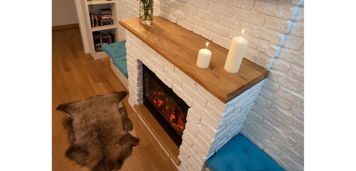 Камин отделанный камнем