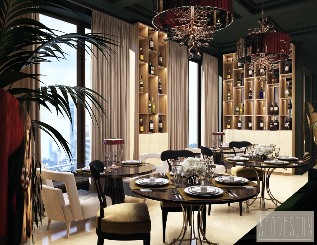 Предметы интерьера в ресторане