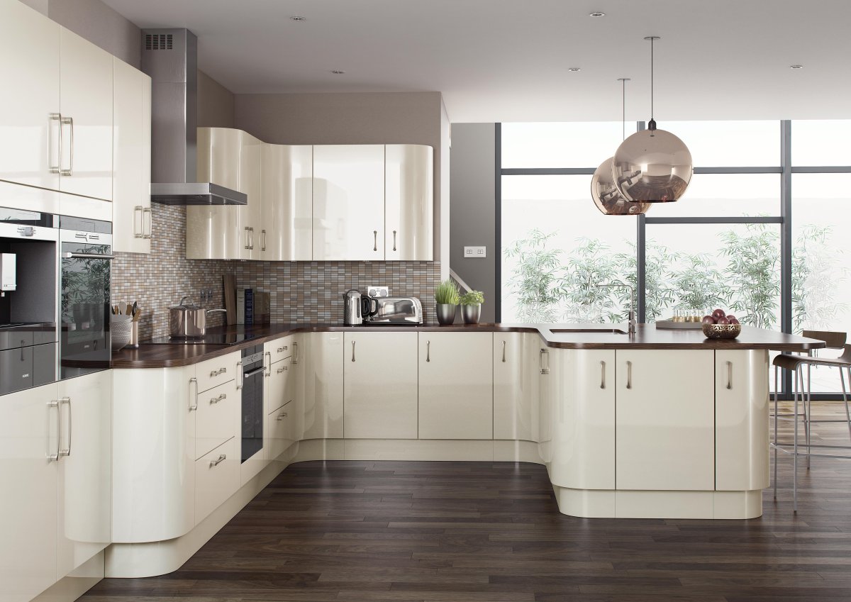 Глянцевая кухня слоновая кость