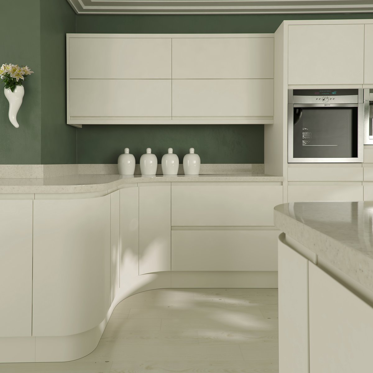 Глянцевая кухня слоновая кость