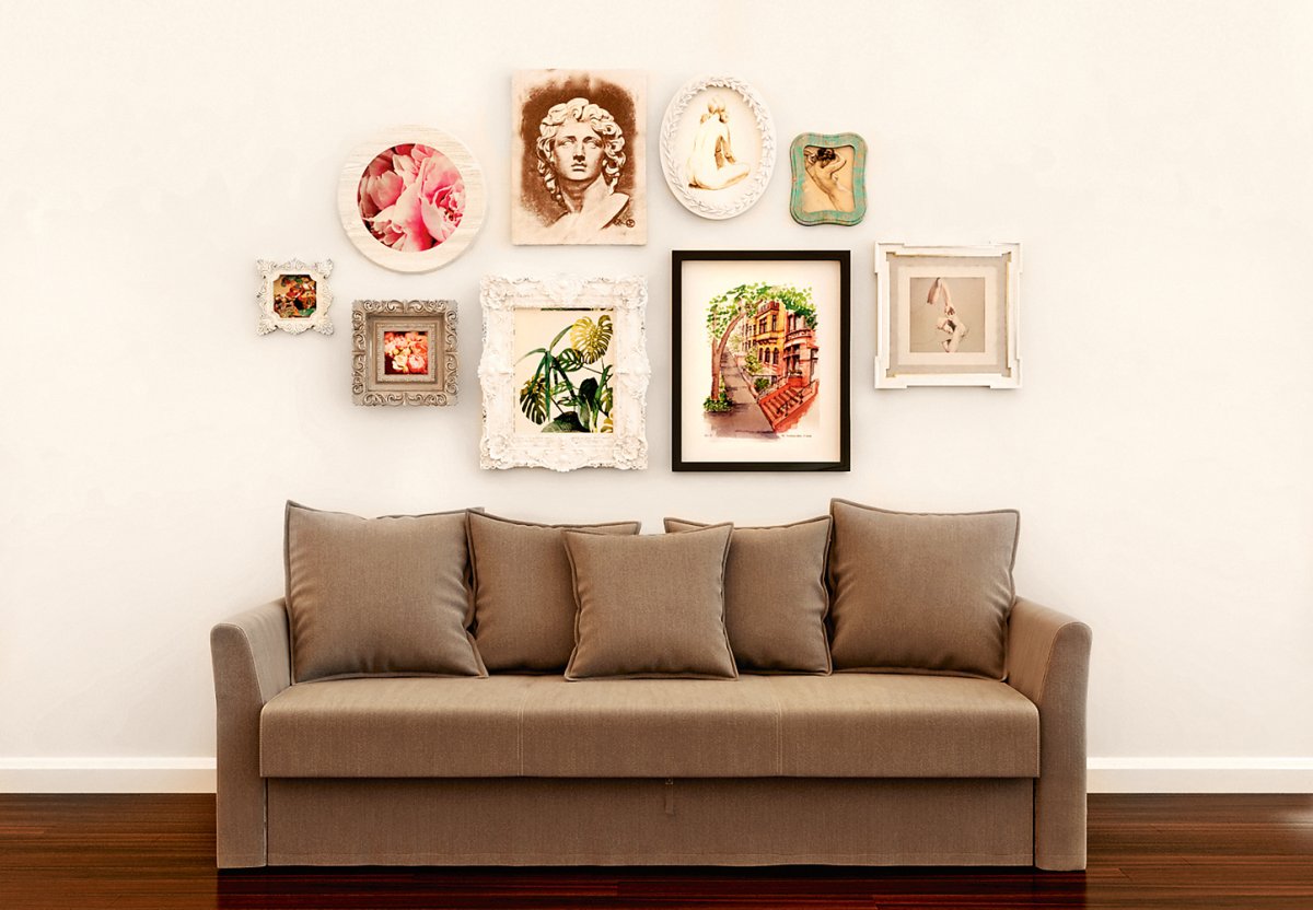 Украшение стен картинами