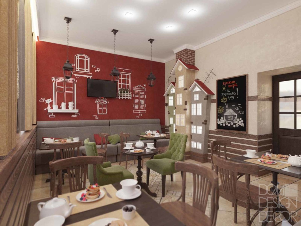 Светлый интерьер кофейни