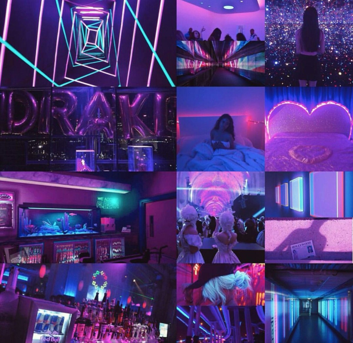 Неоновые рисунки на стенах