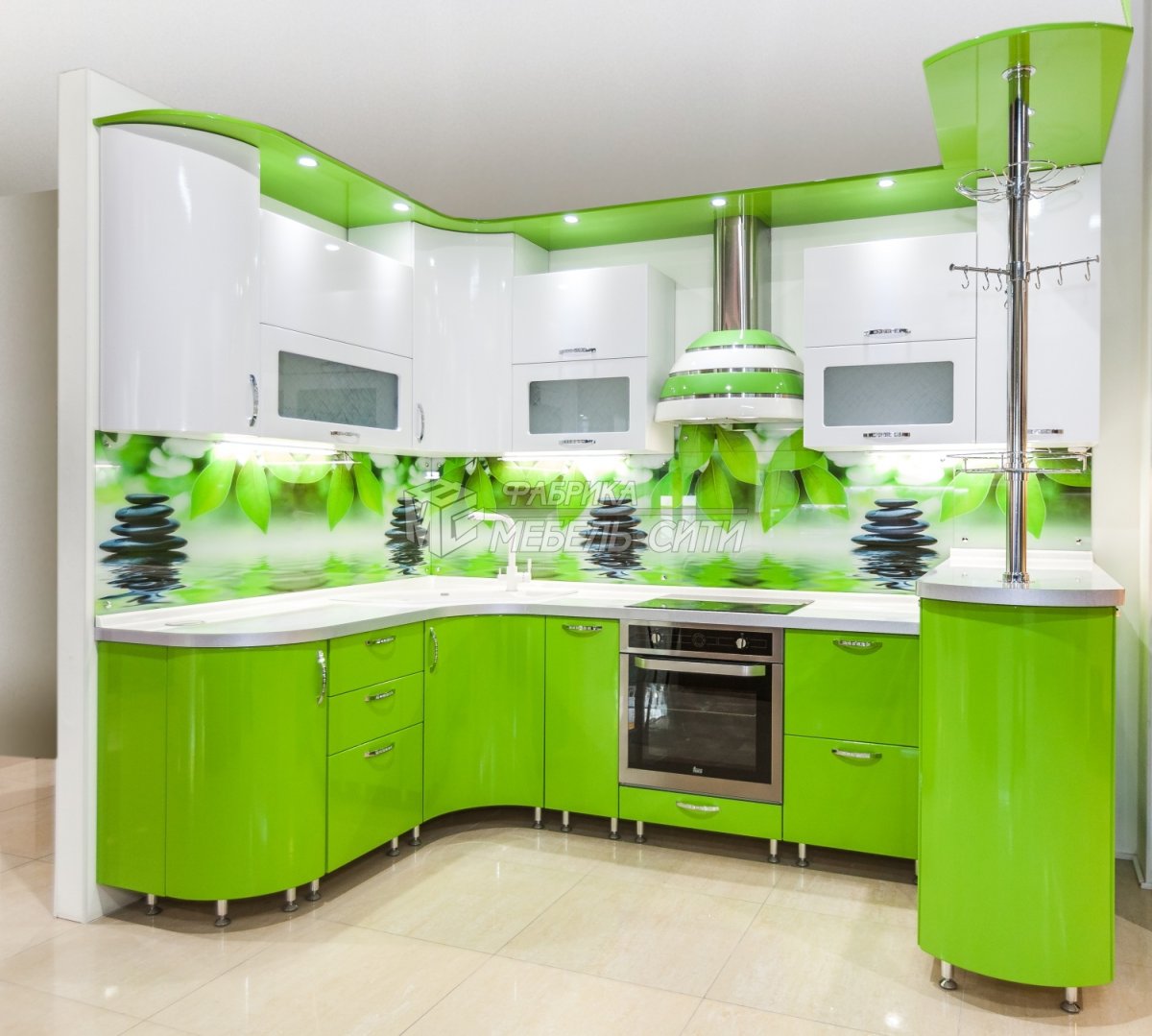 Салатовый кухонный гарнитур