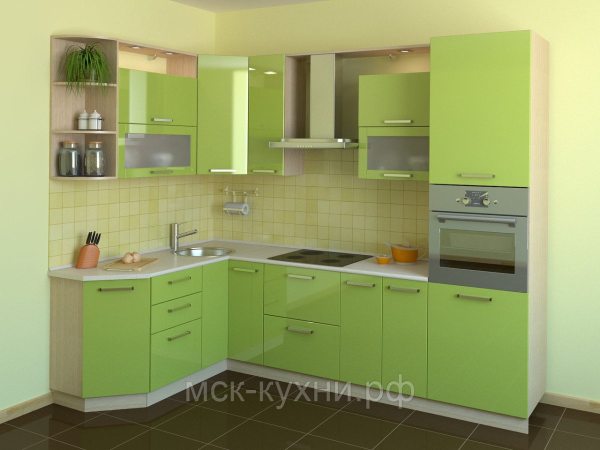Светло зеленая кухня