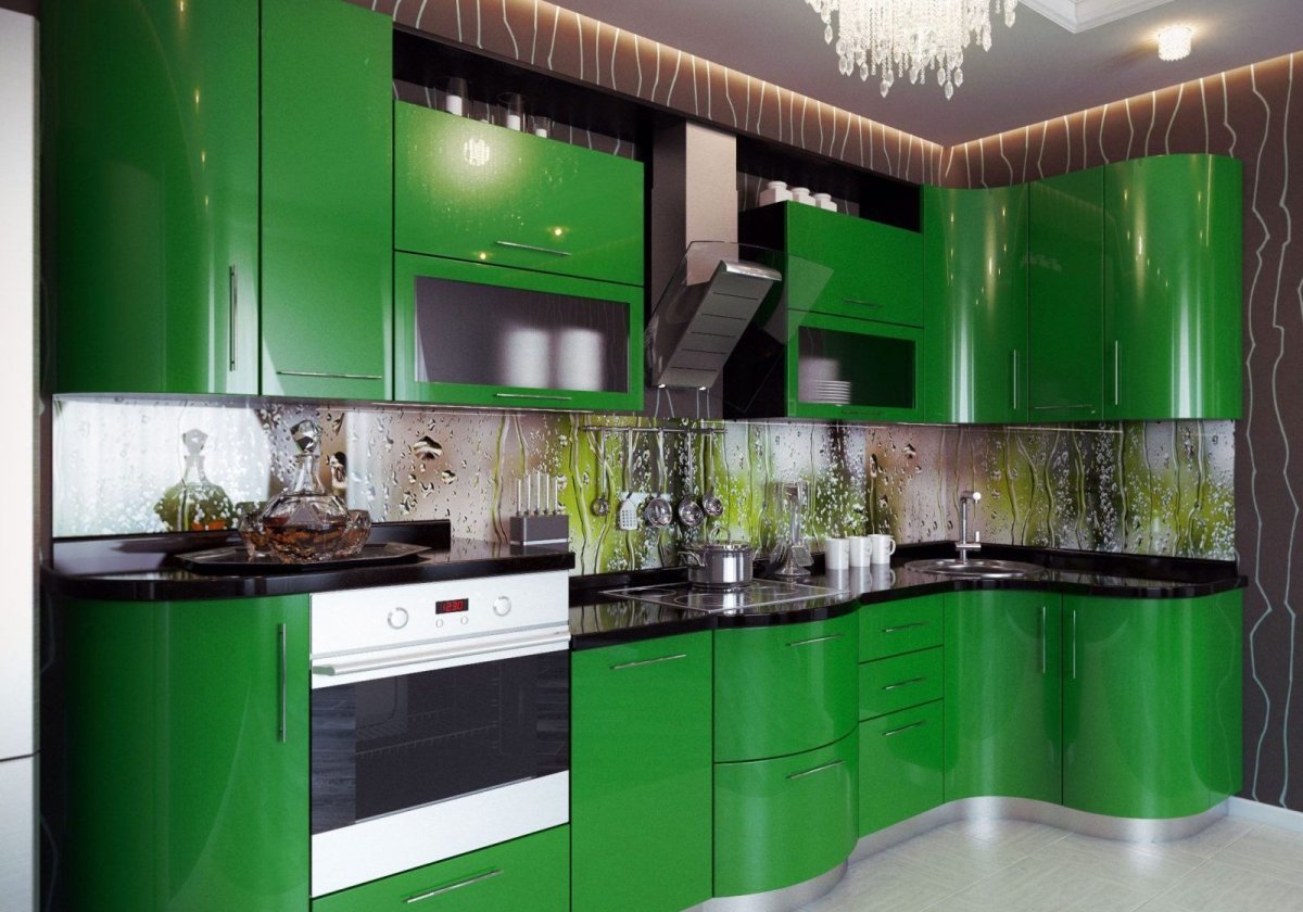 Кухни встроенные салатовые