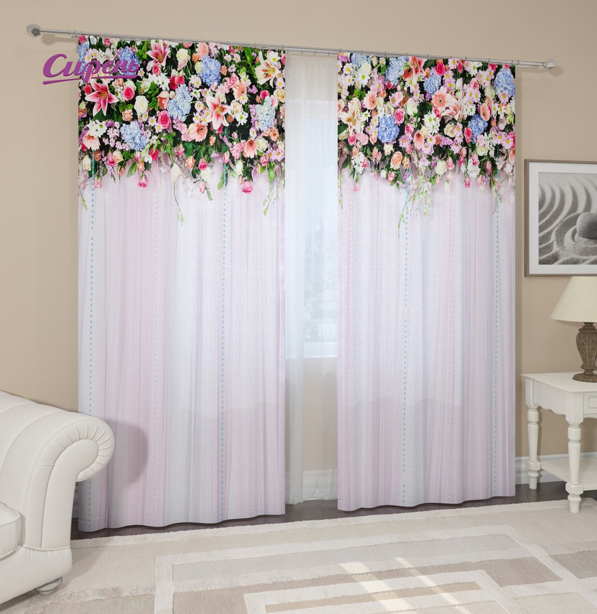 Цветочные шторы в интерьере