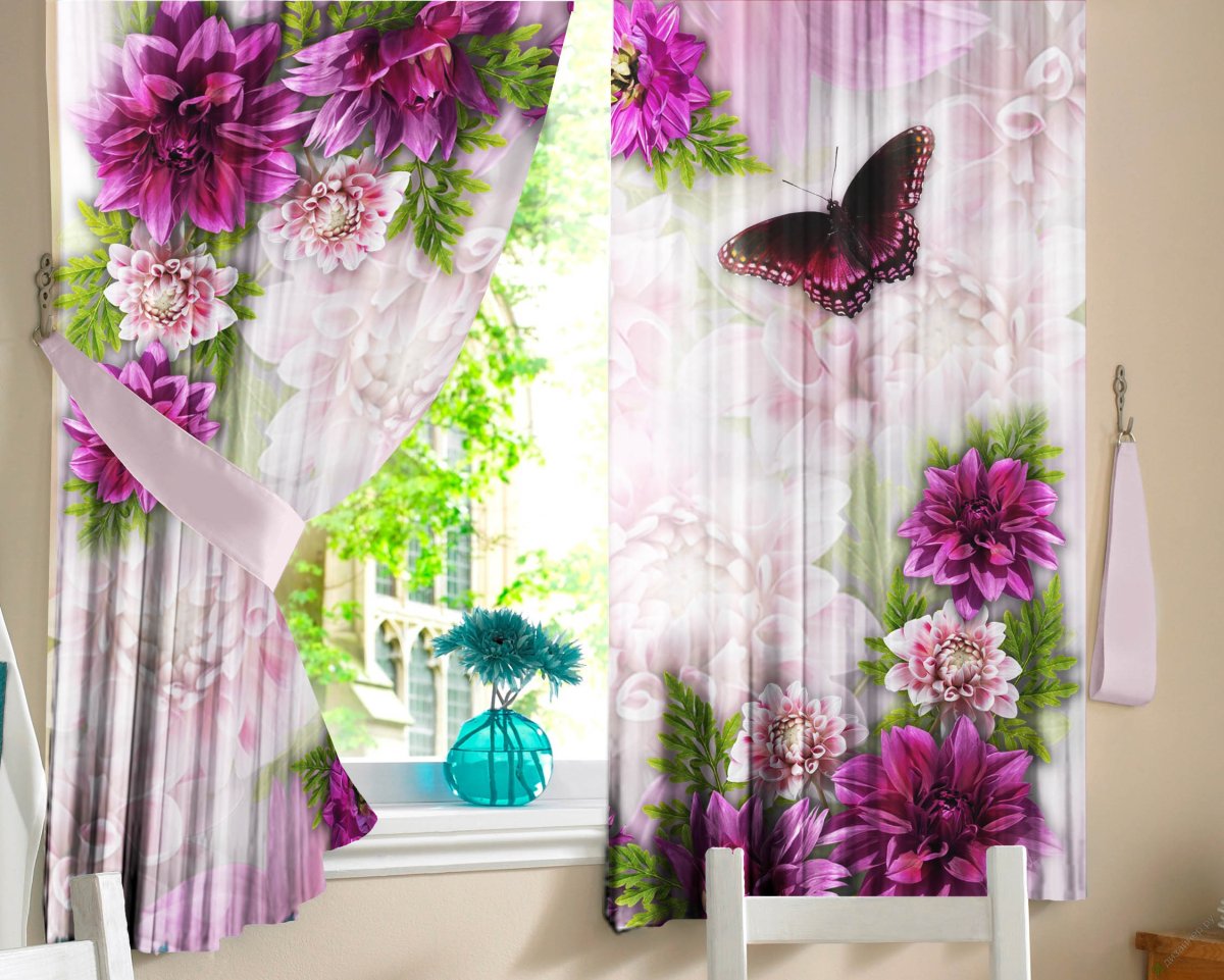 Тюль с крупными цветами