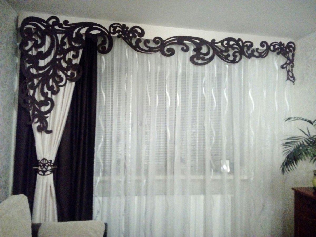 Красные шторы ажурный ламбрекен