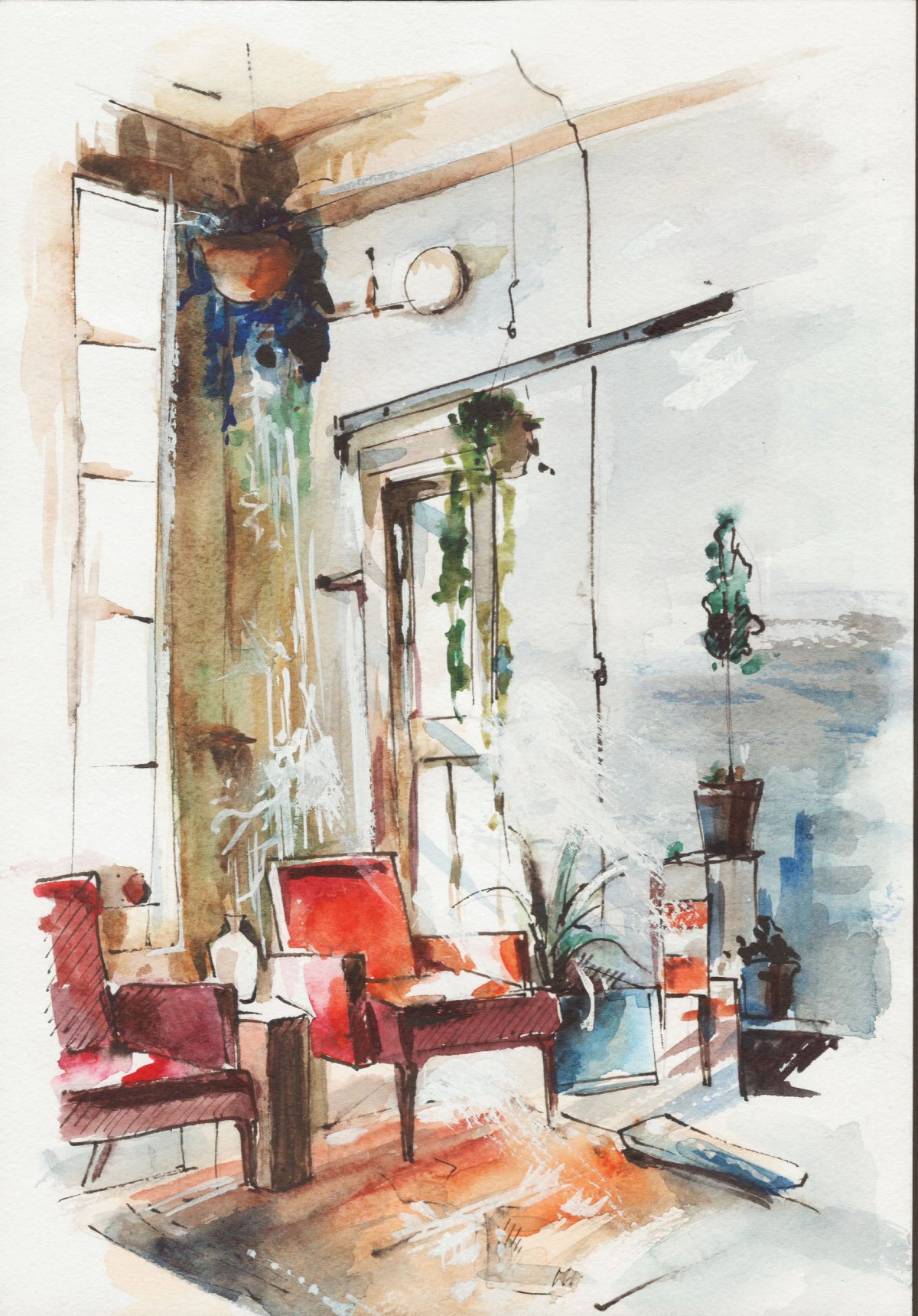 Акварельные интерьерные картины