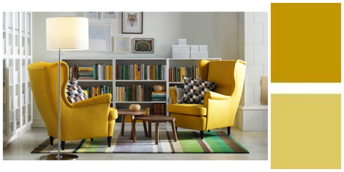 Желтый диван в интерьере