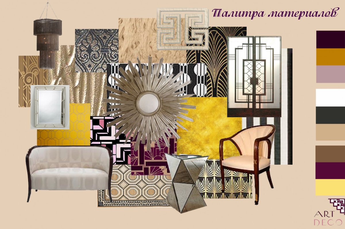 Мудборд интерьера ар деко
