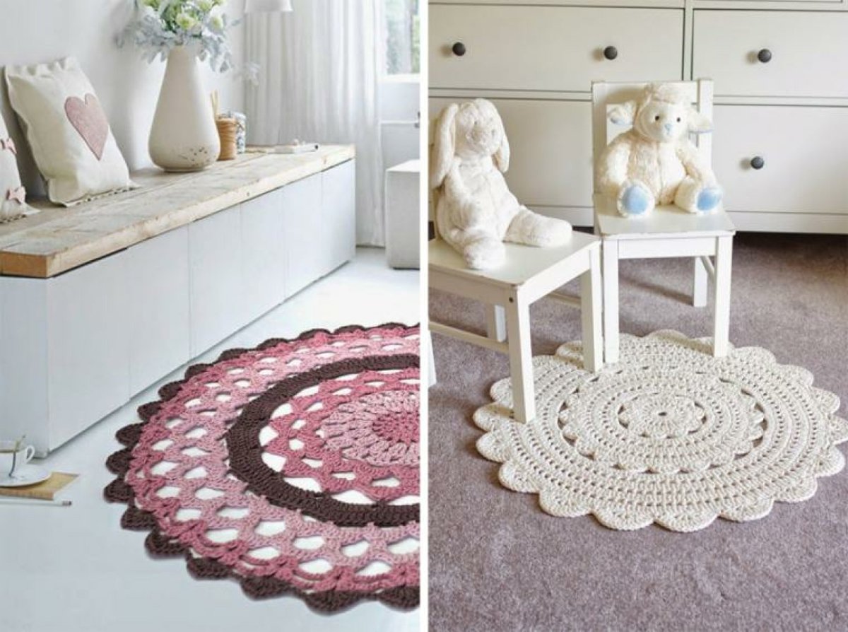 Круглый коврик крючком из шерсти