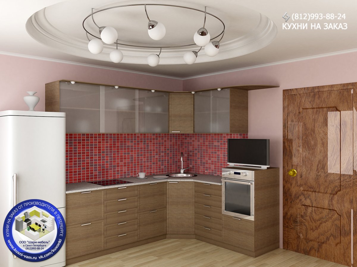 Кухня синий низ белый верх