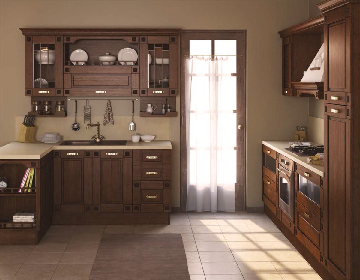 Кухня с темным полом