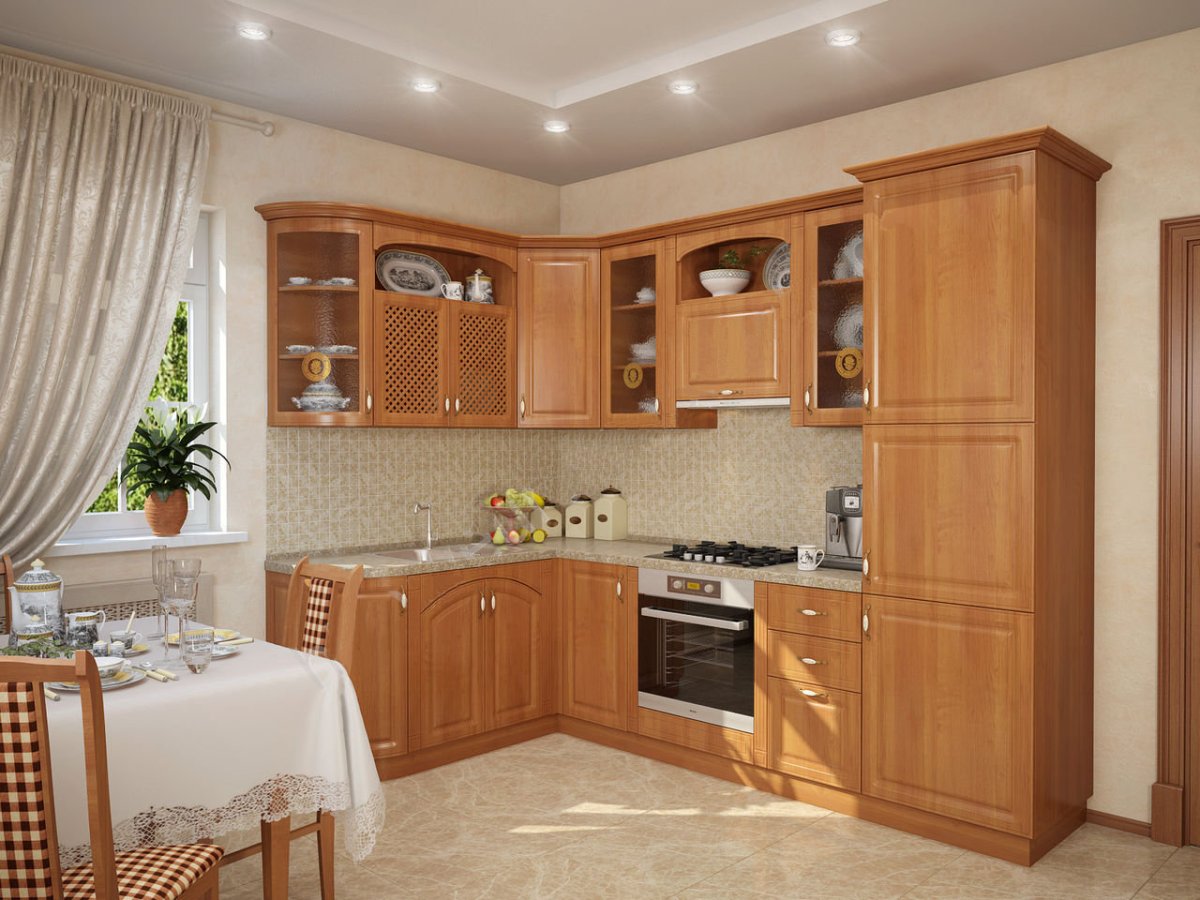 Кухня под дерево интерьер