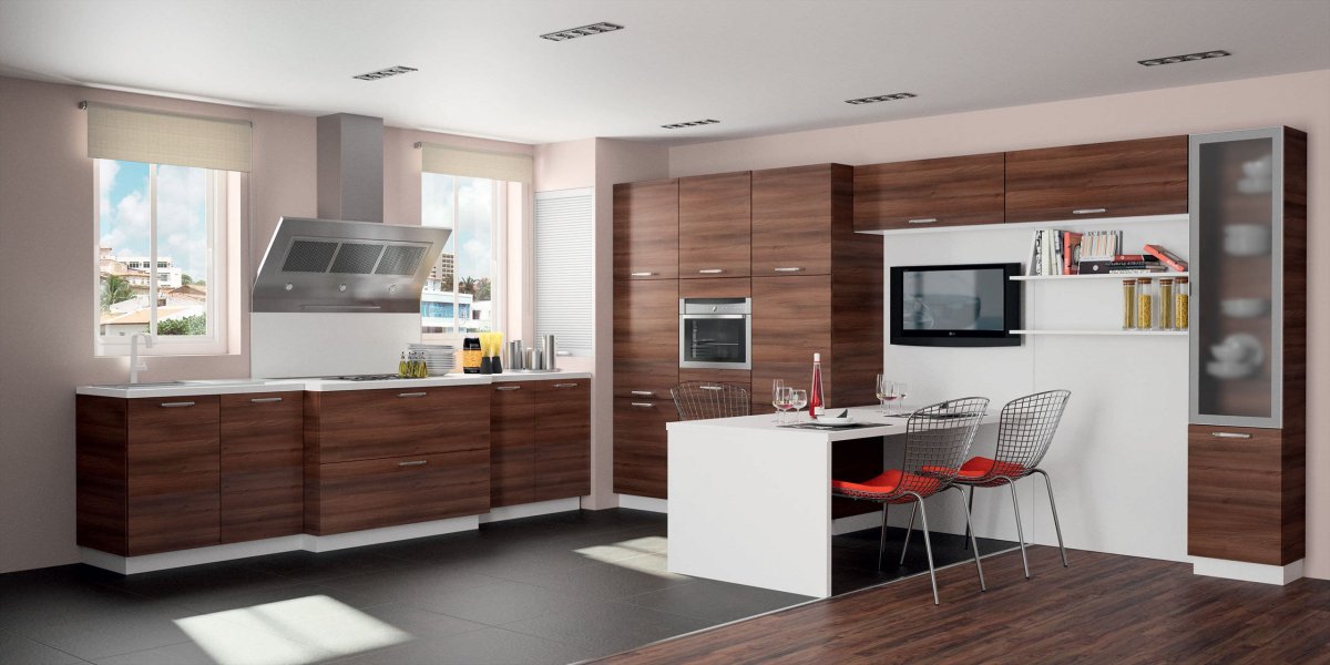 Кухня в коричневом цвете