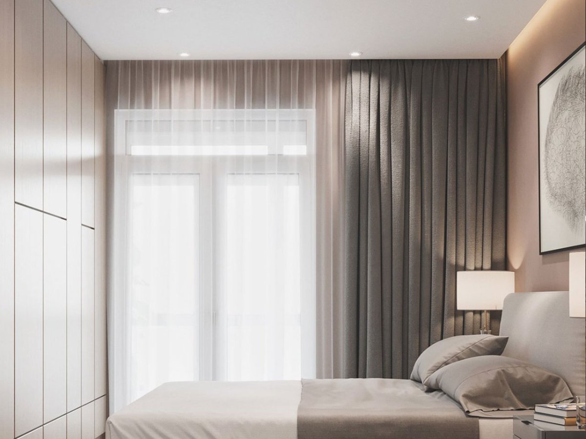 Шторы для потолочного карниза в спальню