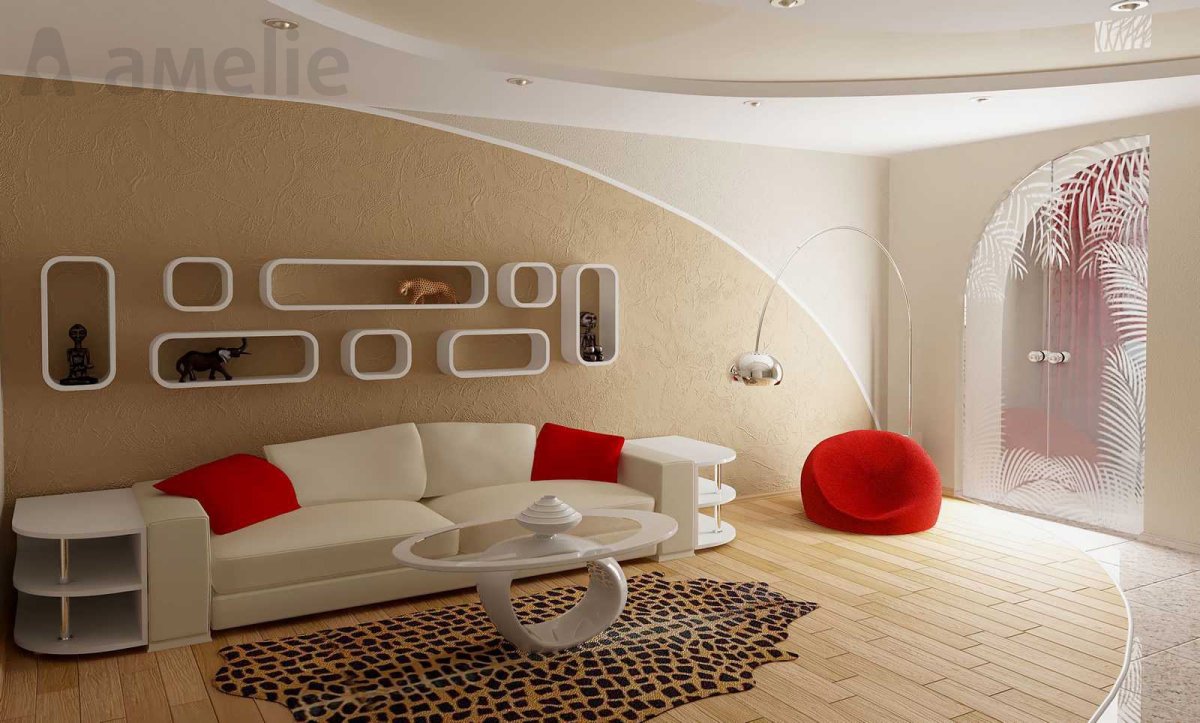 Гостиная с плавными линиями