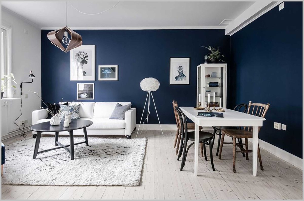 Нежно голубой цвет стен