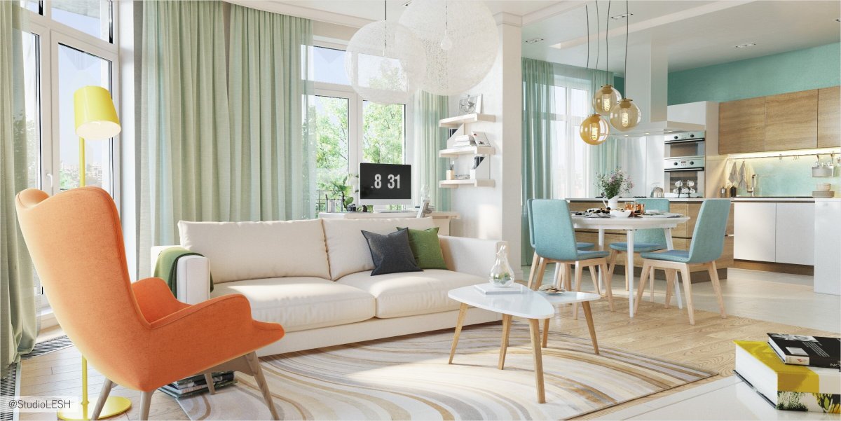 Яркие акценты в интерьере