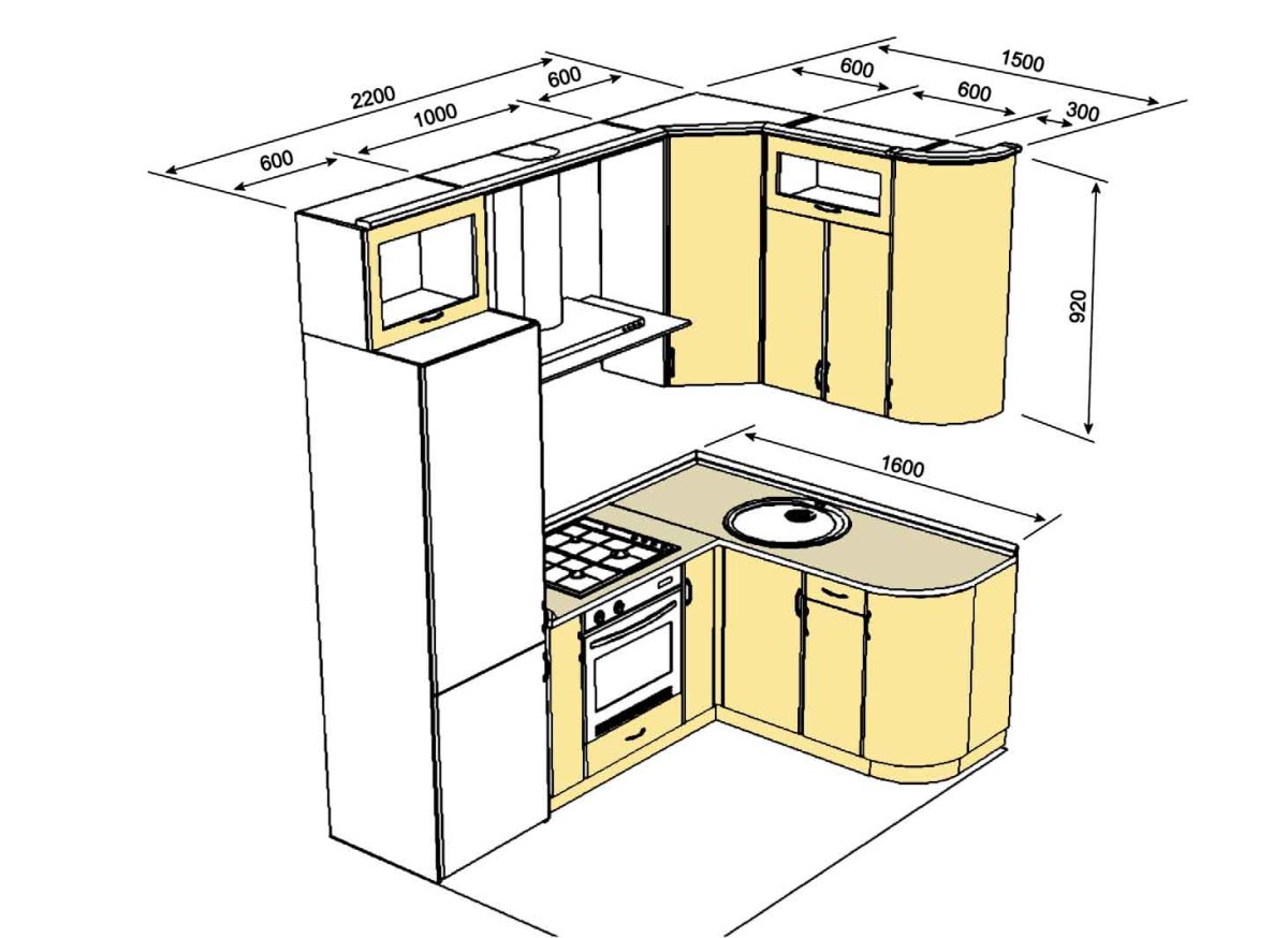 Планировка кухни 5м2 Столплит угловые