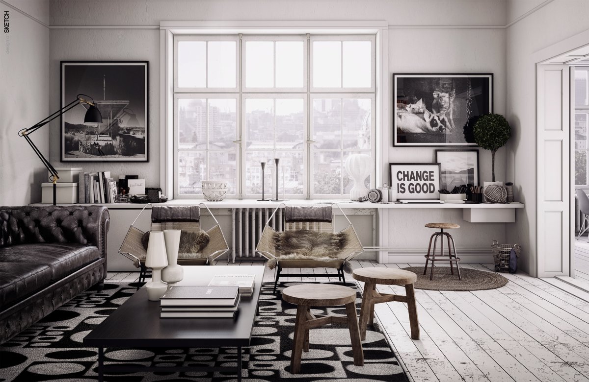 Гостиная Сканди лофт