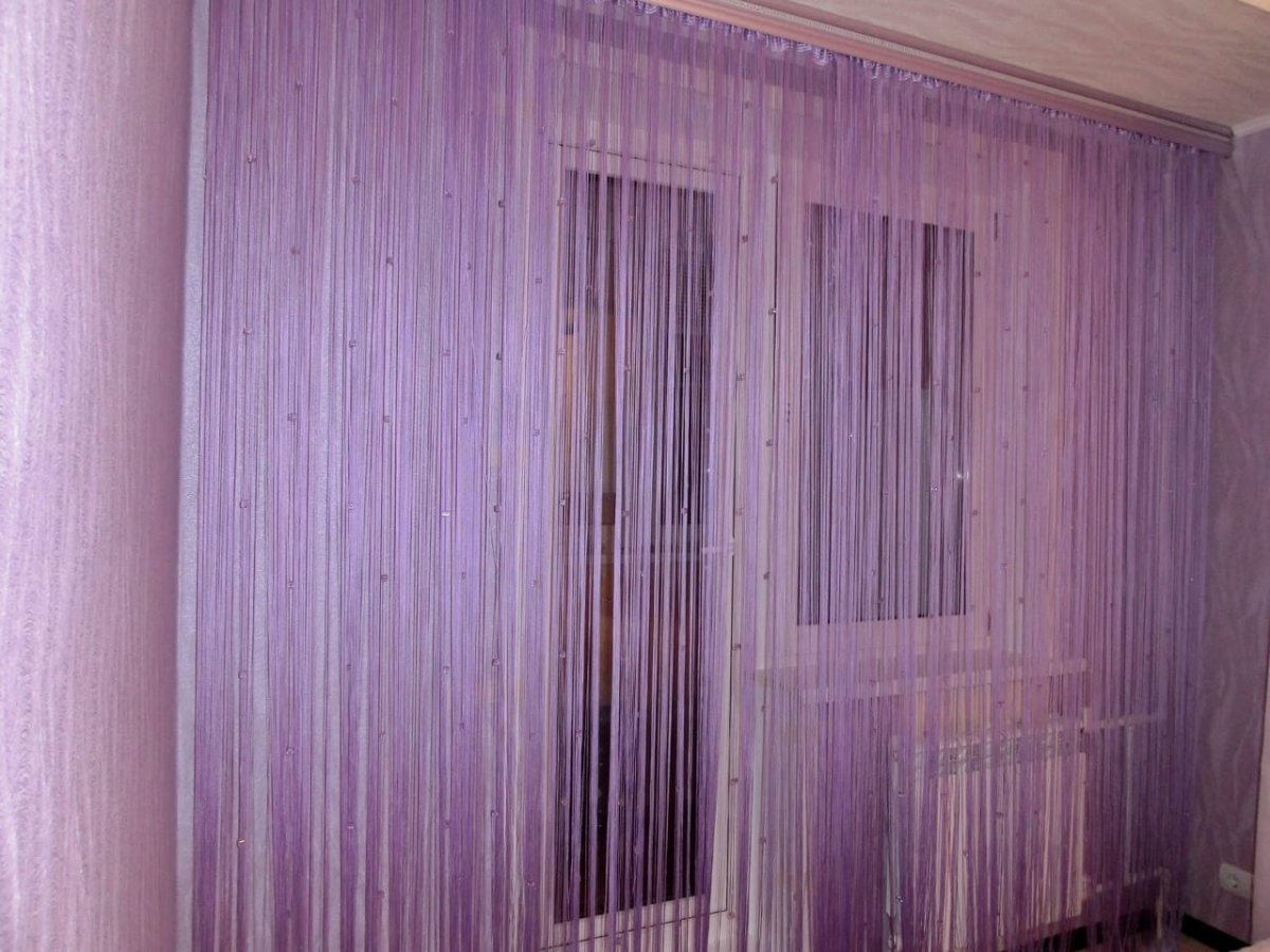 Нитяные шторы на балконную дверь