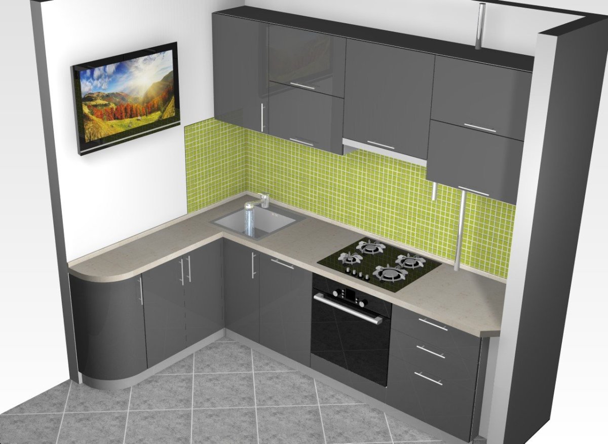 Кухни в хрущевке угловые с холодильником