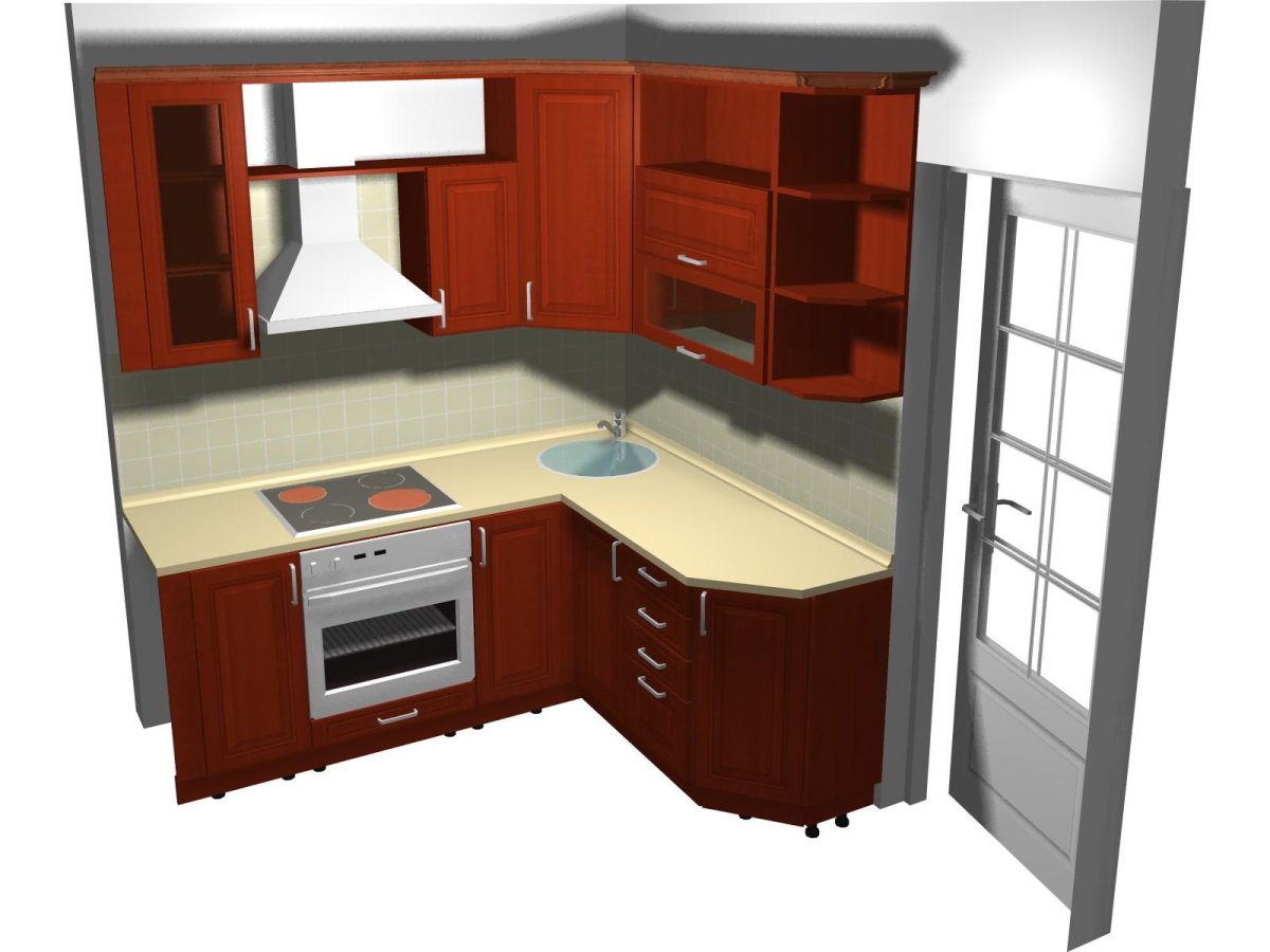 Кухня угловая маленькая с холодильником 5м2