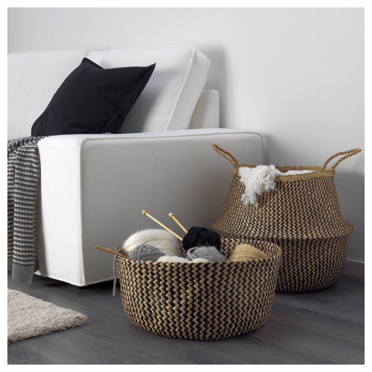 Плетёные корзины в интерьере квартиры