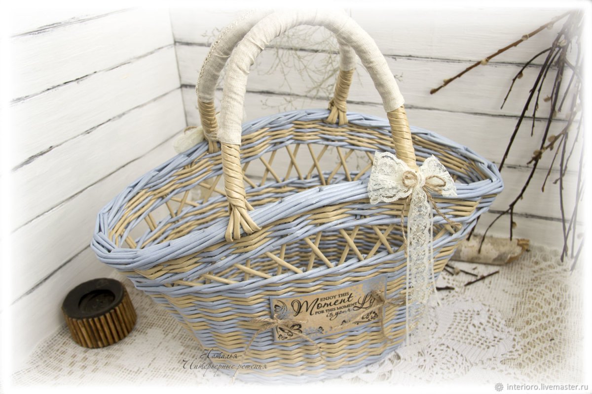 Плетеные коробки в интерьере