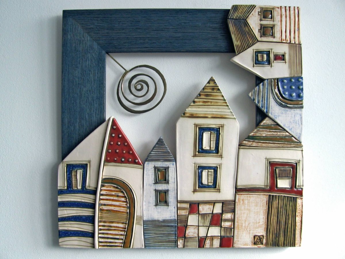 Панно домики из керамики