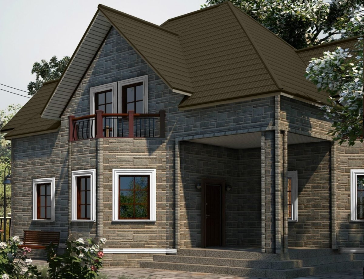 Сочетание сайдинга и камня